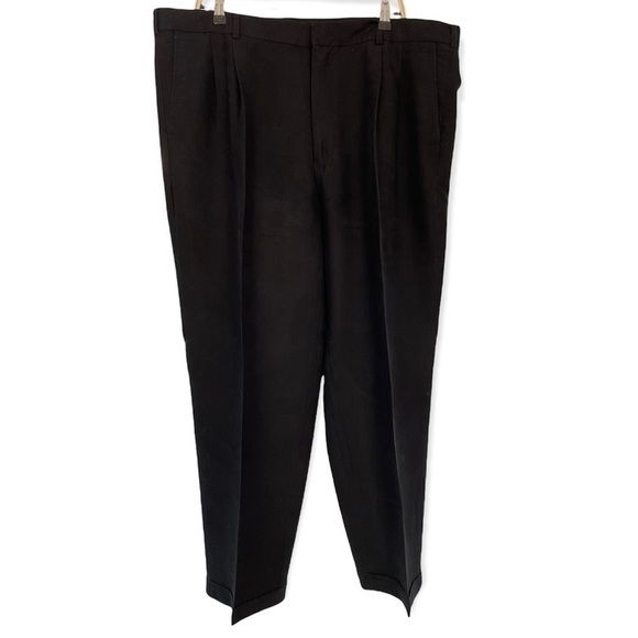 Perry Ellis Portfolio Pleated Black Slacks w/Cuff, 42x29, Medium Weight​​​​​​​​​ - Picture 1 of 6